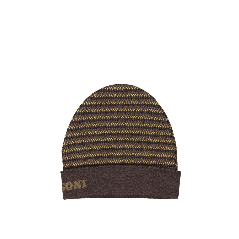 Missoni Brown Wool Beanie 1728,75611013280,Accessories,Beanie - Hats - Accessories,Brown,Hats - Accessories,Men,Missoni,New with tags,UNI