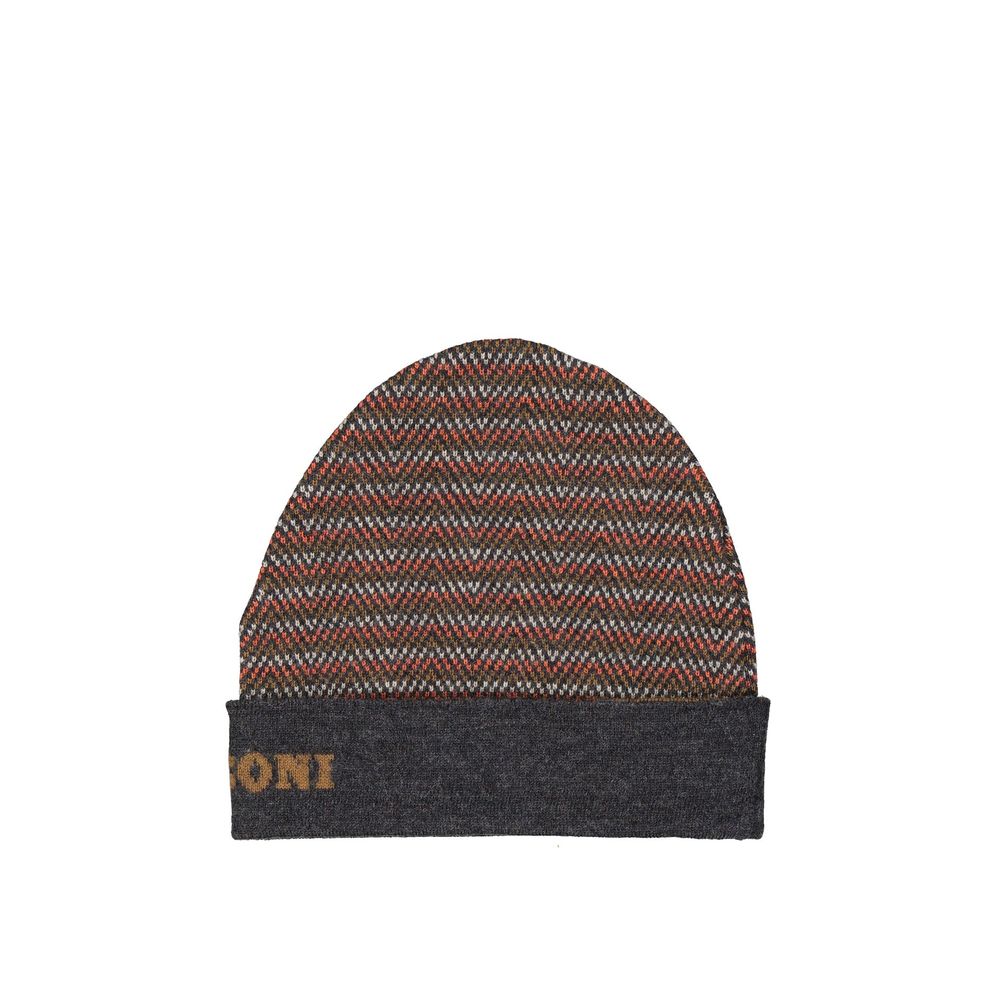 Missoni Gray Wool Beanie 1728,75611013280,Accessories,Beanie - Hats - Accessories,Gray,Hats - Accessories,Men,Missoni,New with tags,UNI