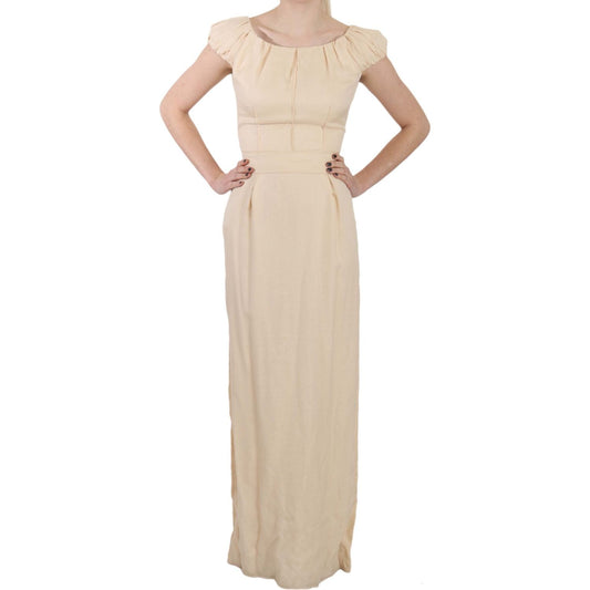 Dolce & Gabbana Beige Silk Column Cap Sleeve Gown Dress Dresses