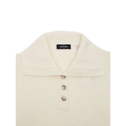 Gran Sasso White Wool Polo Shirt