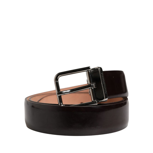 Dolce & Gabbana Men Black Calfskin Leather Metal Buckle Belt