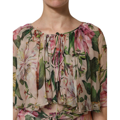 Dolce & Gabbana Multicolor Floral Silk Layered Maxi Dress