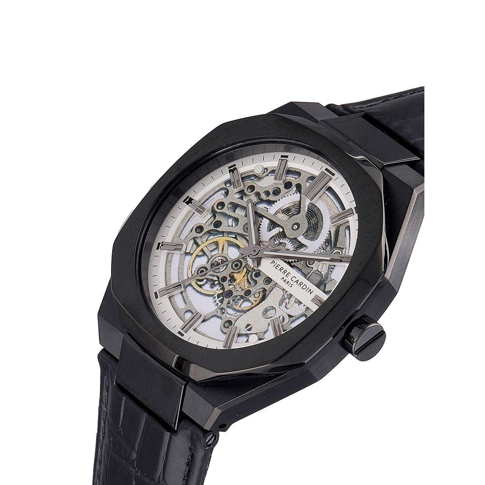 Pierre Cardin Black Leather Dress Watch