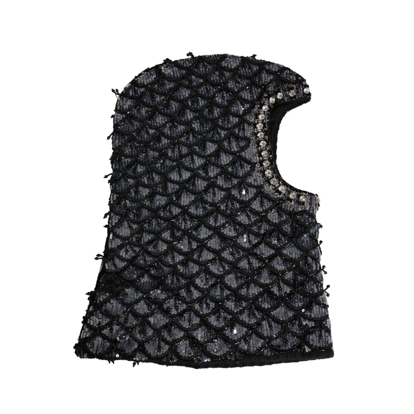 Dolce & Gabbana Black Wool Crystal Embellished Balaclava Hat