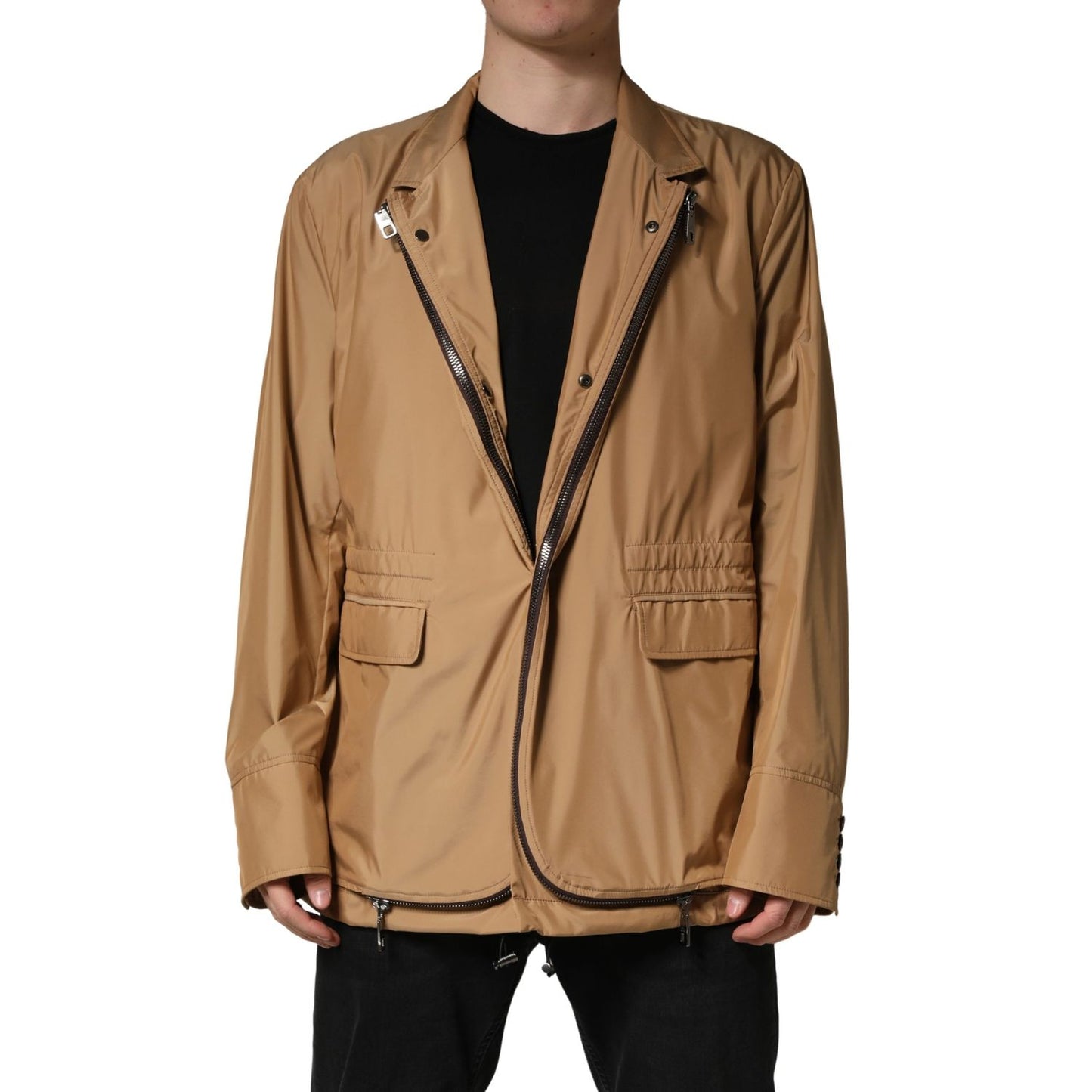 Dolce & Gabbana Brown Single Breasted Layered Coat Jacket
