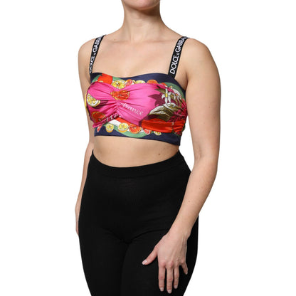 Dolce & Gabbana Multicolor Silk Cropped Bustier Corset Top