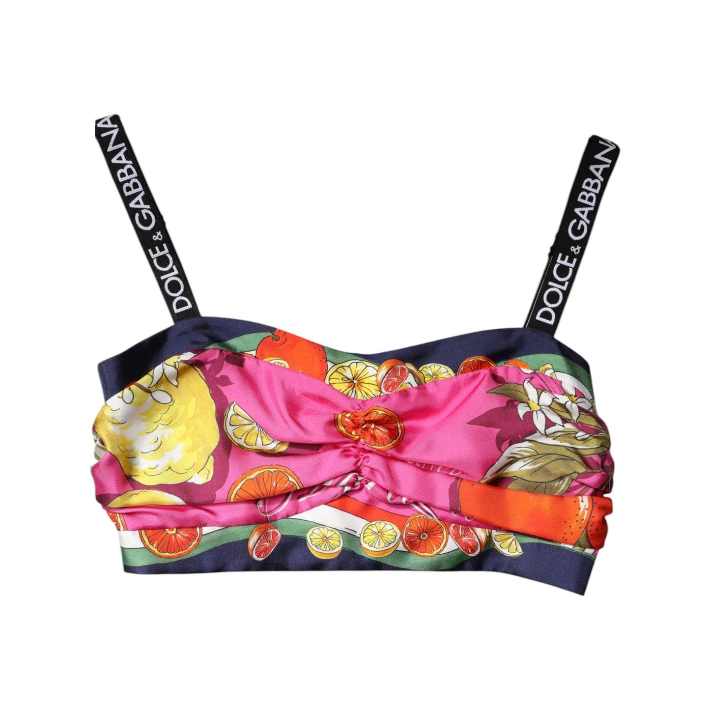 Dolce & Gabbana Multicolor Silk Cropped Bustier Corset Top