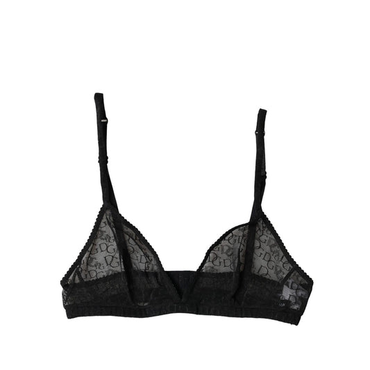 Dolce & Gabbana Black Logo Mania Sheer Soft Cup Bra Underwear
