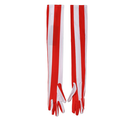 Dolce & Gabbana Red White Stripes Nylon Elbow Length Women Gloves