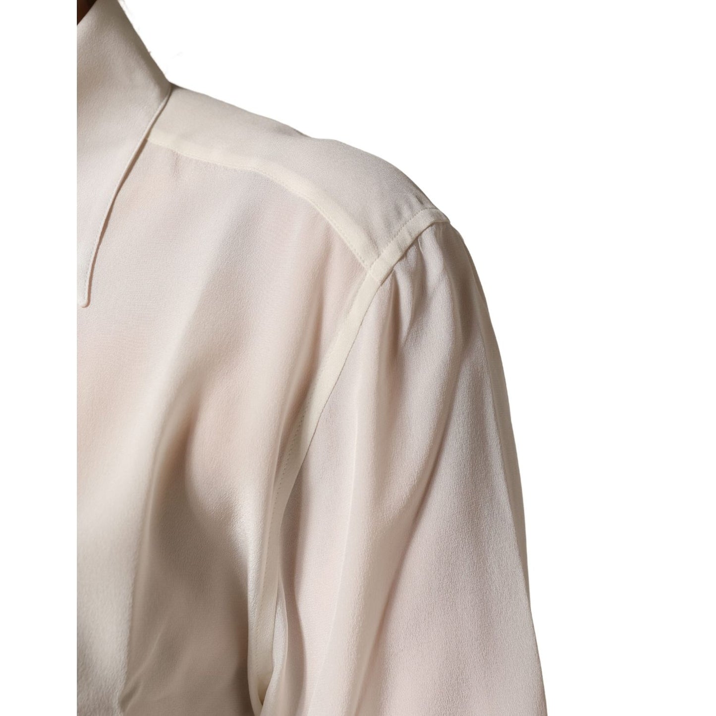 Dolce & Gabbana Off White Collared Long Sleeves Blouse Top