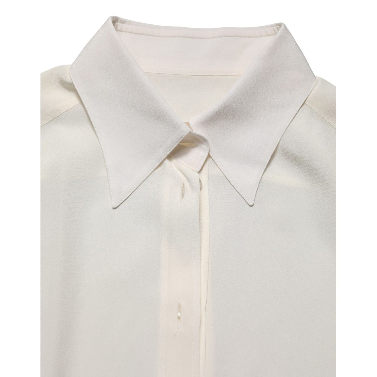 Dolce & Gabbana Off White Collared Long Sleeves Blouse Top