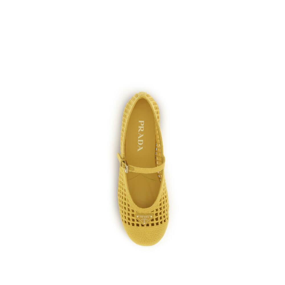 Prada Bicolor Cotton Ballet Flats