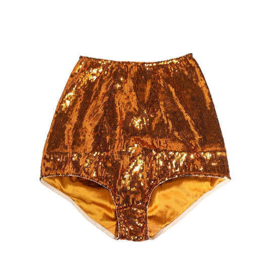 Dolce & Gabbana Orange Sequin Nylon High Waist Girdle Underwear