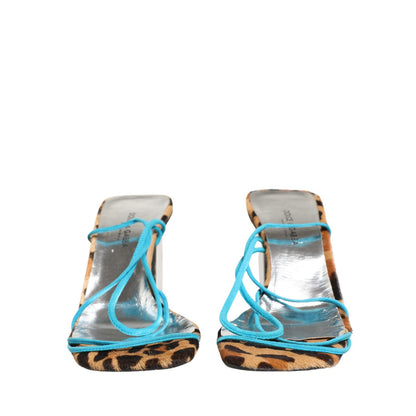 Dolce & Gabbana Multicolor Leather Block Heels Sandals Shoes