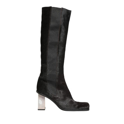Dolce & Gabbana Black Suede Leather Knee High Boots Shoes