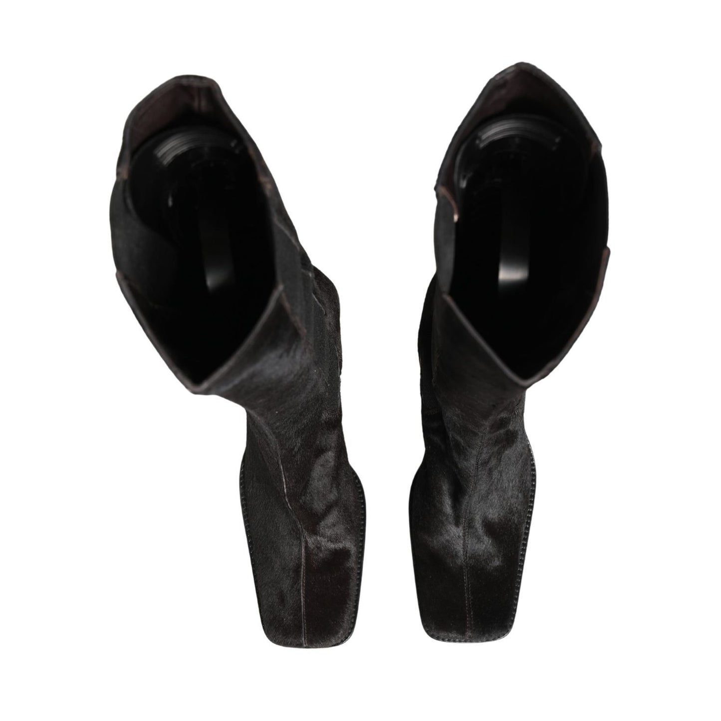 Dolce & Gabbana Black Suede Leather Knee High Boots Shoes