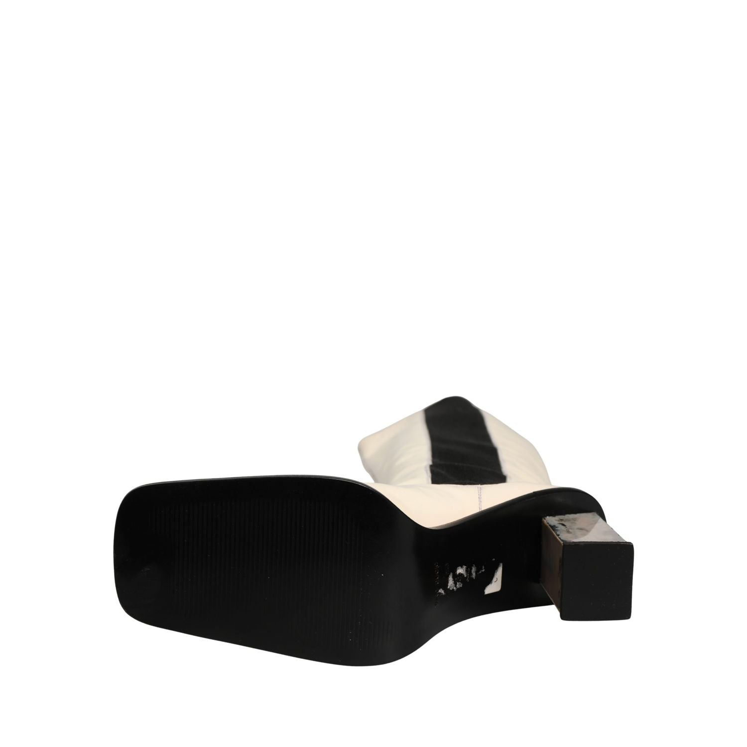 Dolce & Gabbana White Black Leather Knee High Boots Shoes