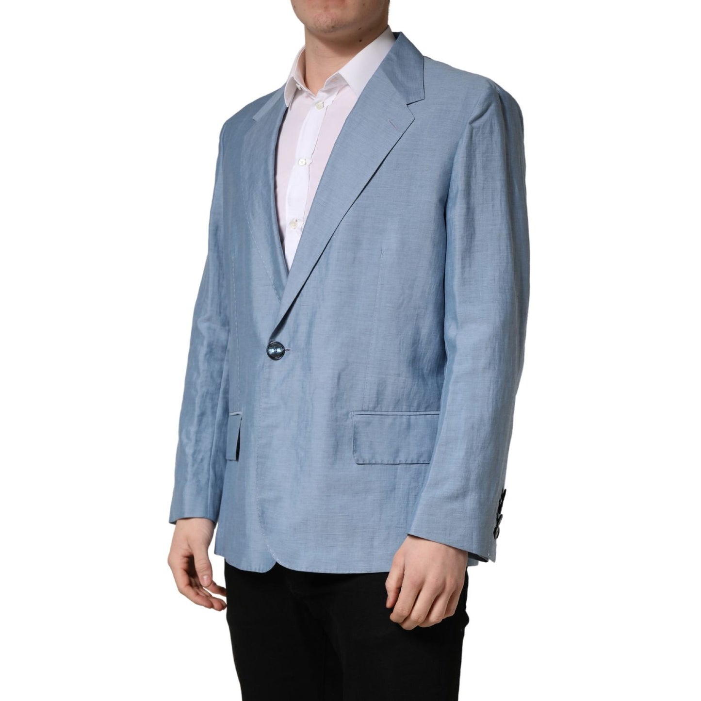 Dolce & Gabbana Light Blue Single Breasted Men Jacket Blazer