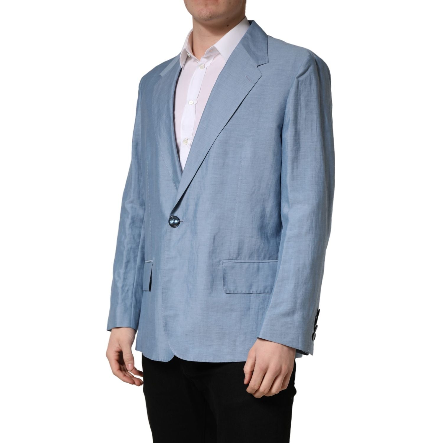 Dolce & Gabbana Light Blue Single Breasted Men Jacket Blazer