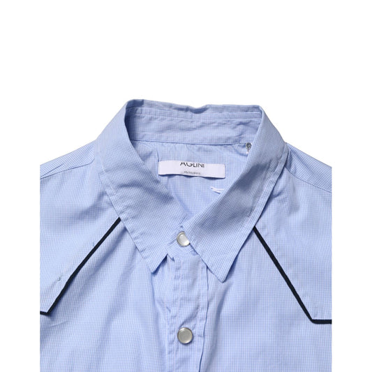 AGLINI Light Blue Slim Fit Collared Long Sleeve Casual Shirt