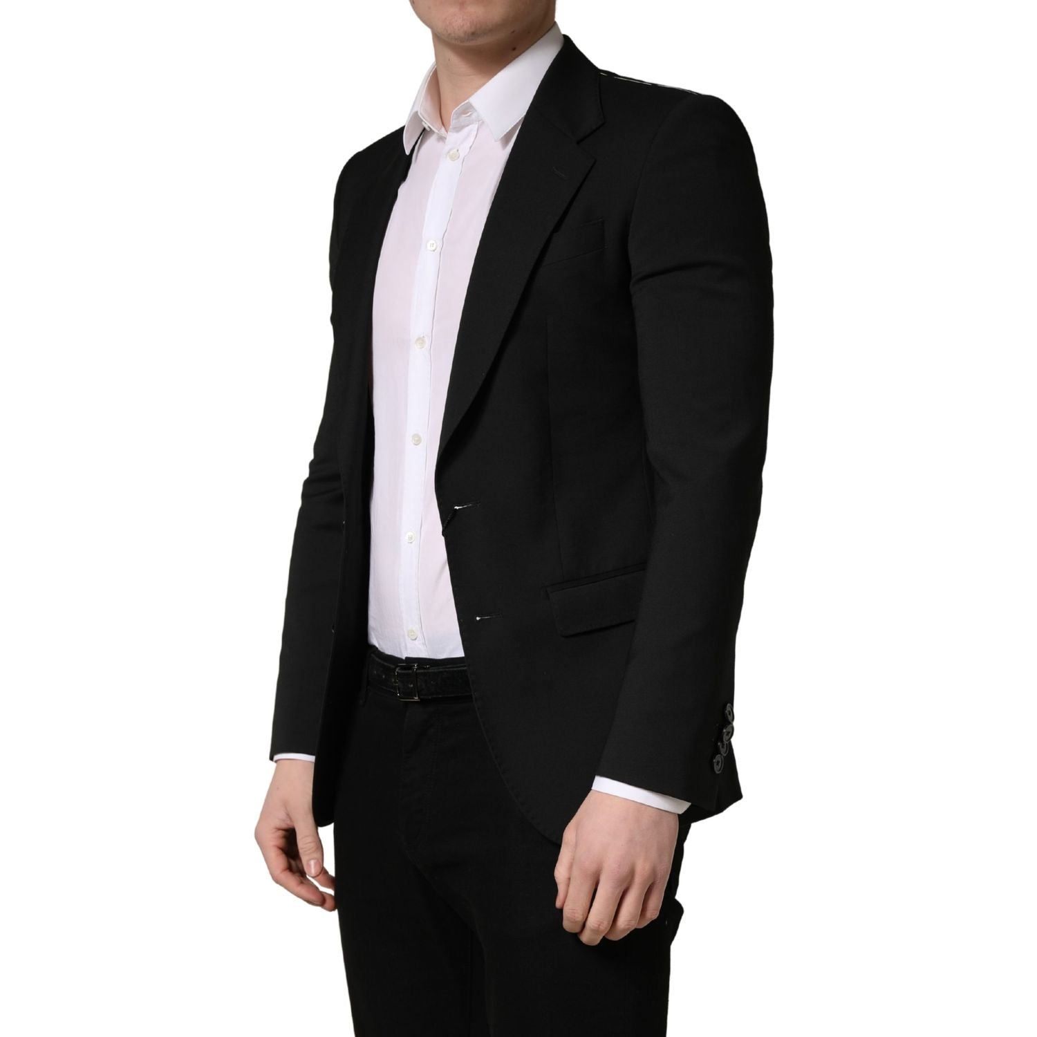 Dolce & Gabbana Black Polyester 2 Buttons Men Suit Jacket