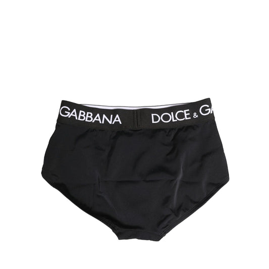 Dolce & Gabbana Black Logo Waistband Coulotte Panty Underwear