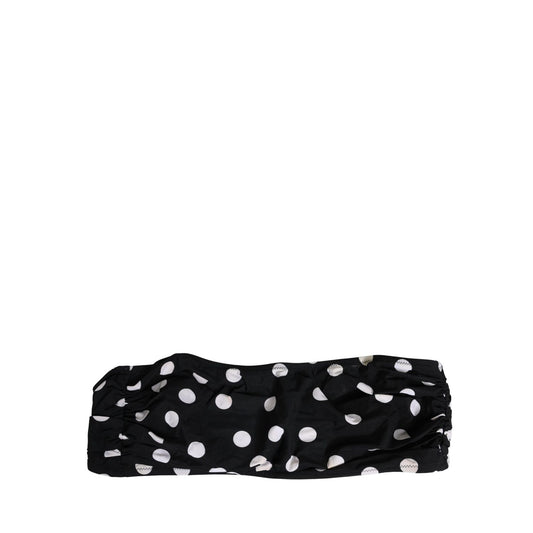 Dolce & Gabbana Black White Polka Dot Bandeau Beachwear Swimwear