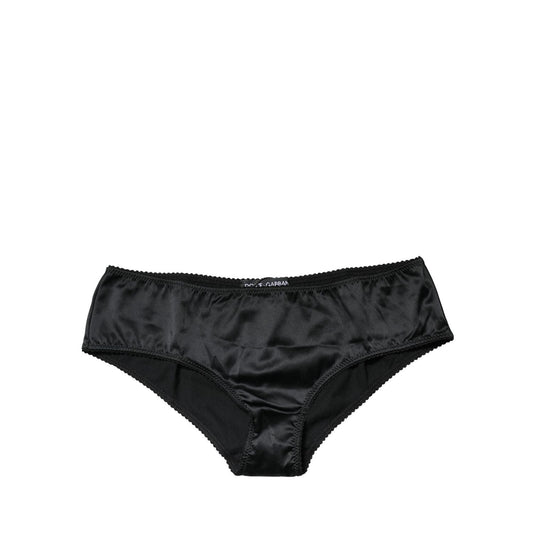 Dolce & Gabbana Black Silk Stretch Mid Waist Brief Panty Underwear