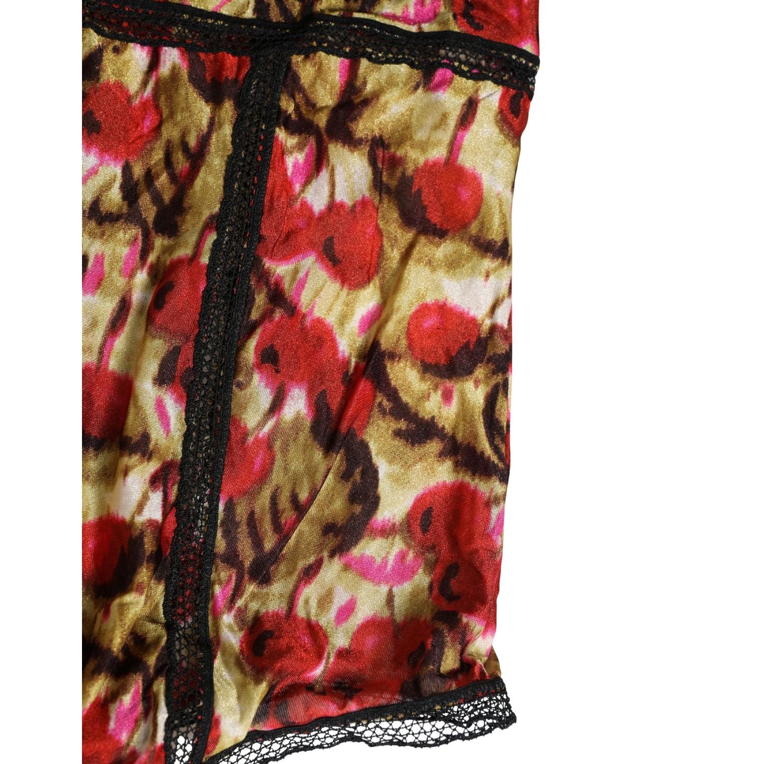 Roberto Cavalli Multicolor CherryPrint Lace Bodysuit Underwear