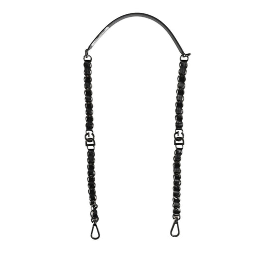 Dolce & Gabbana Black Leather Silver Chain Bag Accessory Shoulder Strap