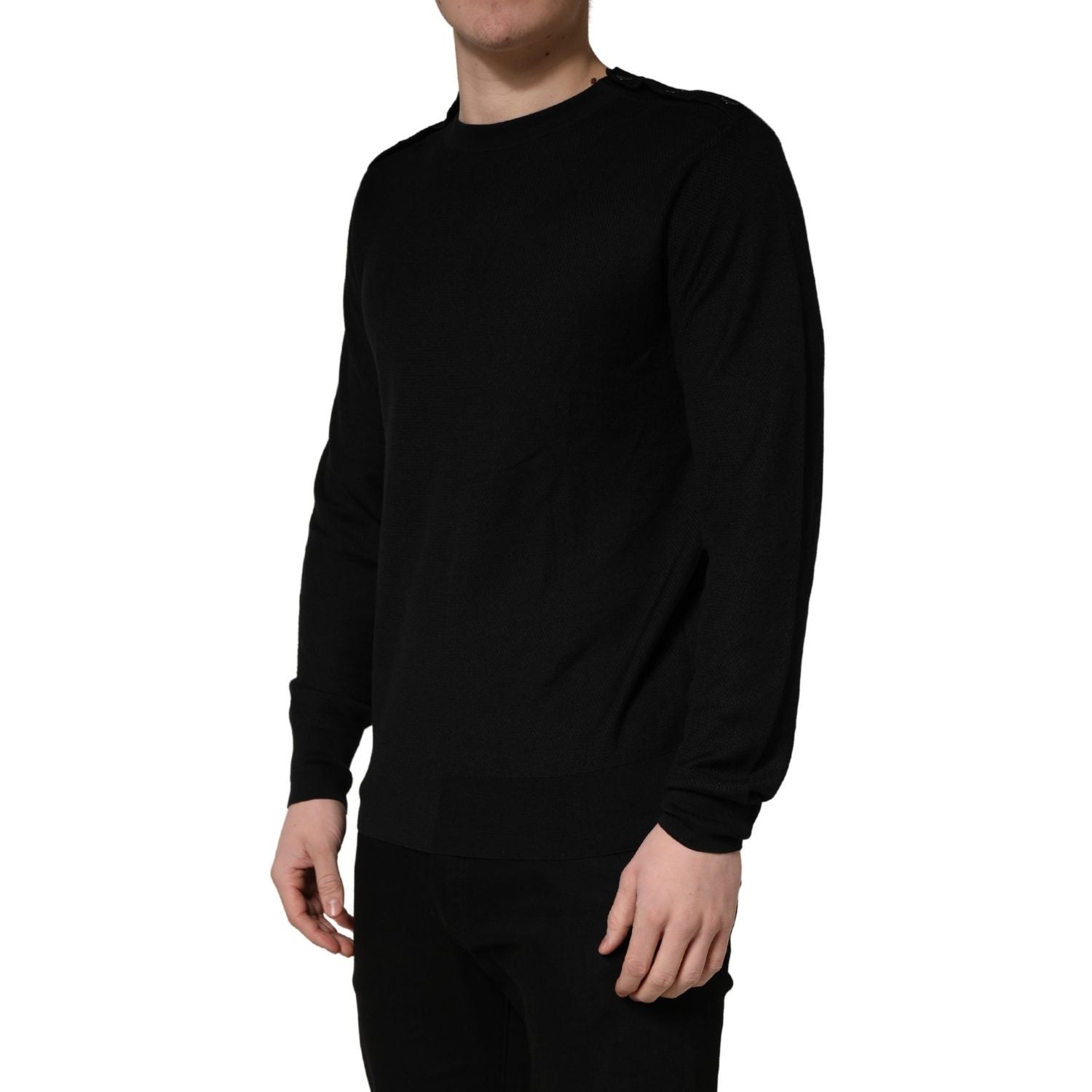Dolce & Gabbana Black Crew Neck Long Sleeve Pullover Sweater