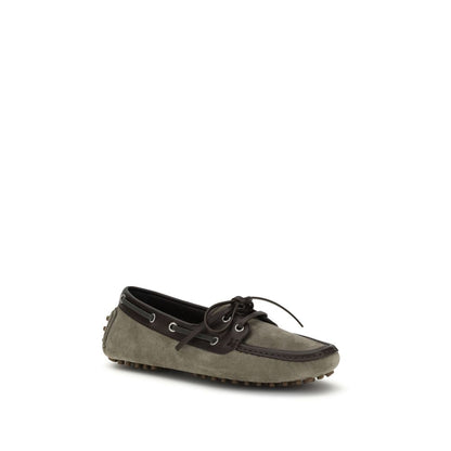 Brunello Cucinelli Gray Calf Leather Bos Taurus Slip-On Loafers