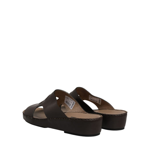 Dolce & Gabbana Brown Leather Cutout DG Logo Sandals Shoes