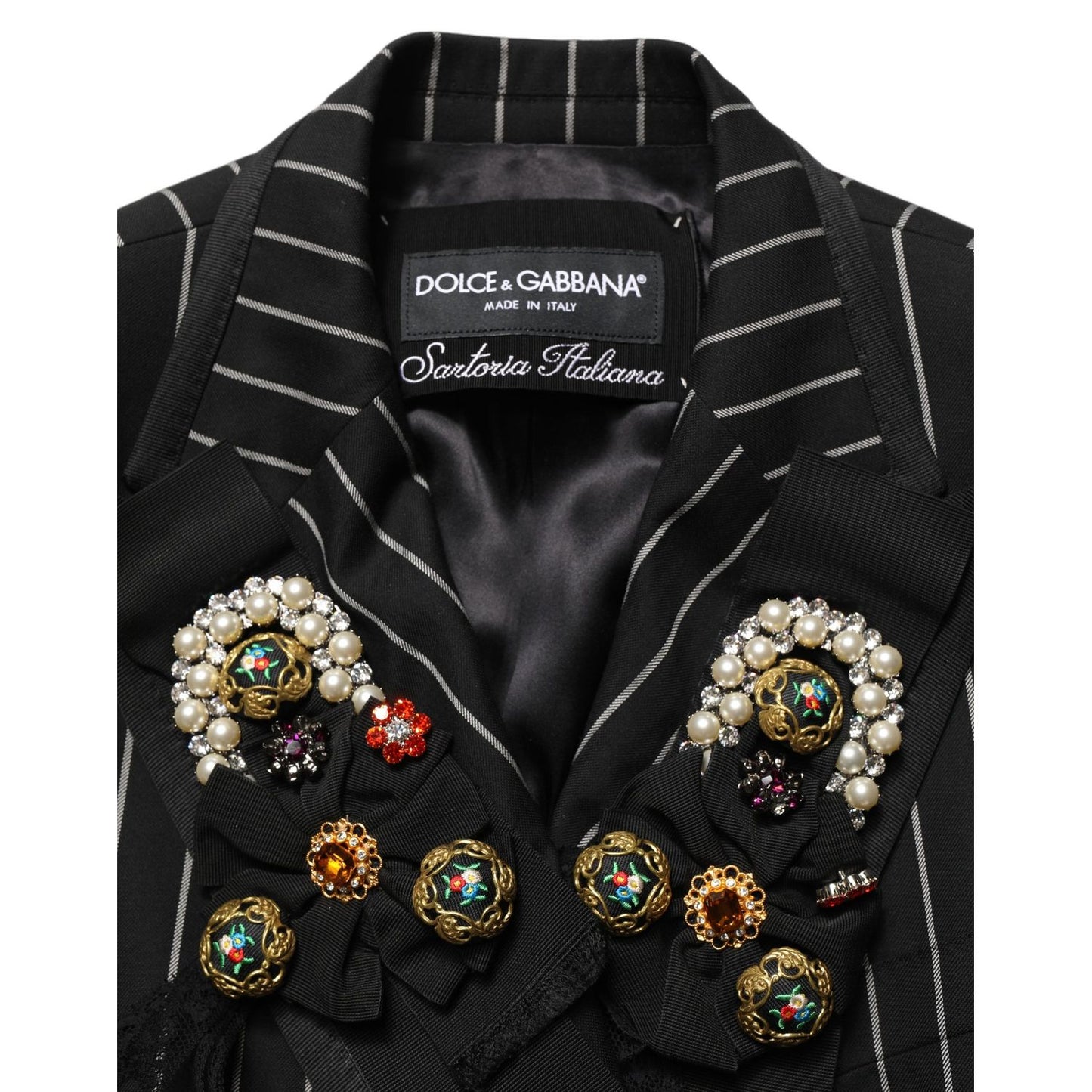 Dolce & Gabbana Black Stripe Double-Breasted Blazer Jacket