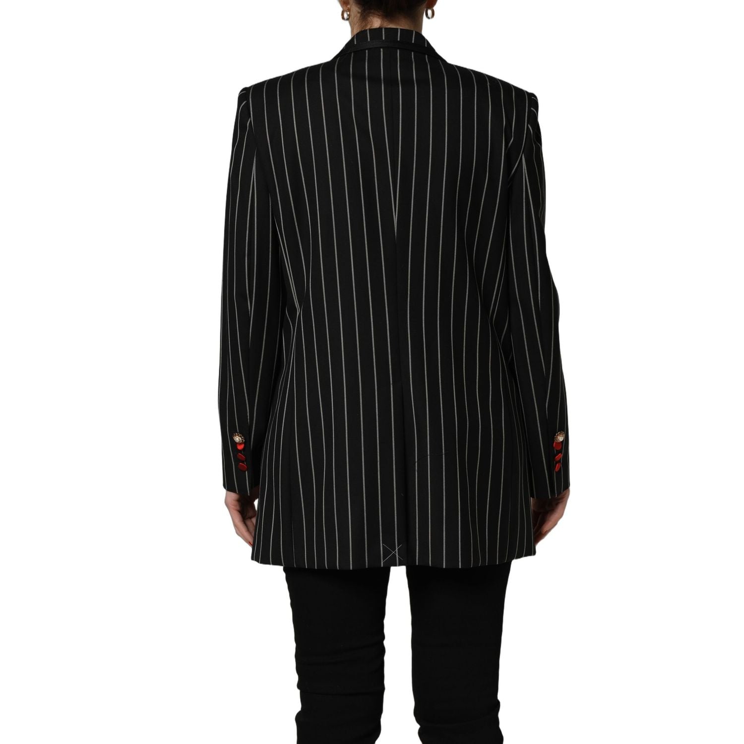 Dolce & Gabbana Black Stripe Double-Breasted Blazer Jacket