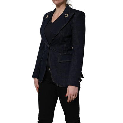 Dolce & Gabbana Blue Single-Breasted Denim Blazer Jacket