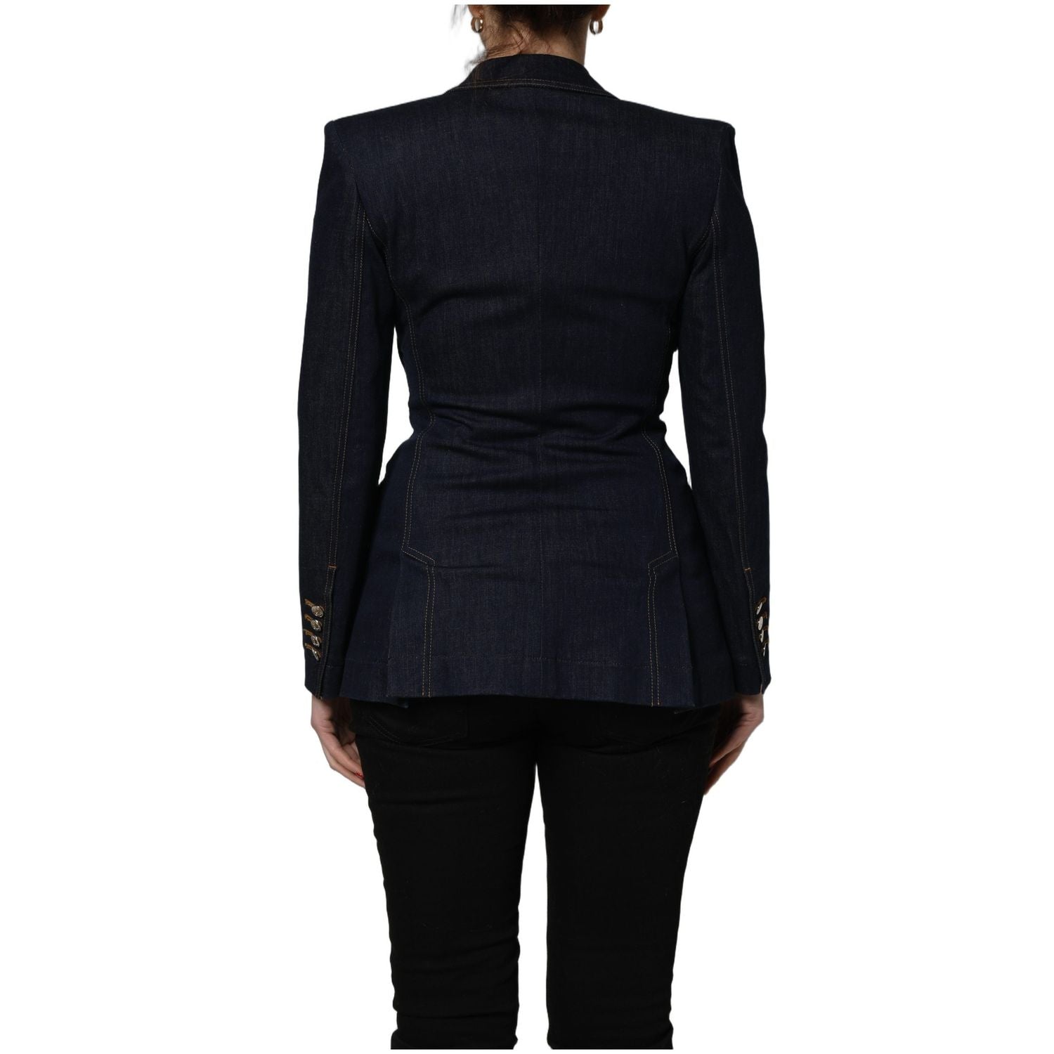 Dolce & Gabbana Blue Single-Breasted Denim Blazer Jacket