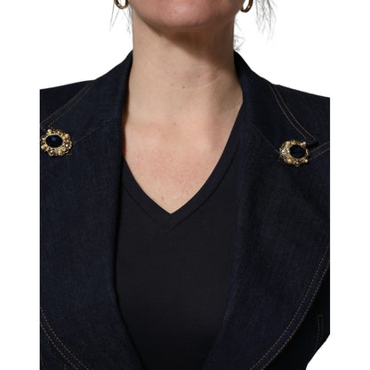 Dolce & Gabbana Blue Single-Breasted Denim Blazer Jacket