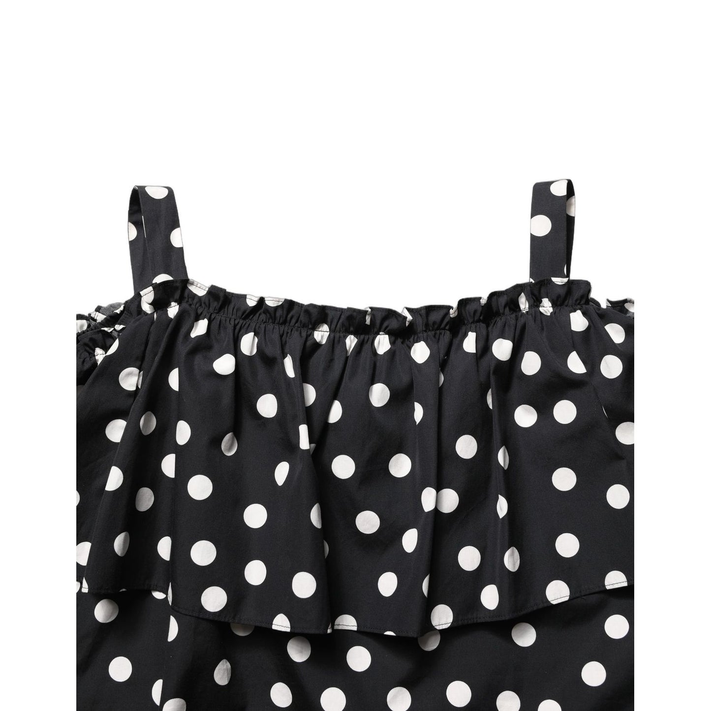 Dolce & Gabbana Black White Polka Dot Off Shoulder Top