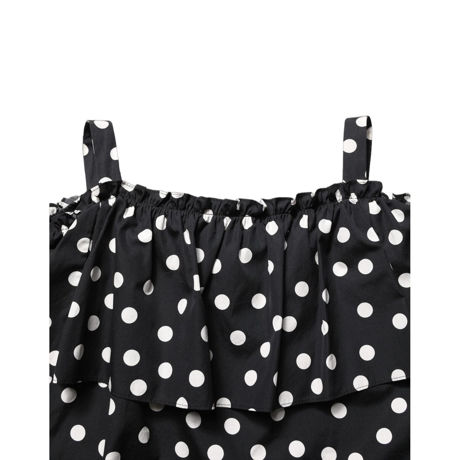 Dolce & Gabbana Black White Polka Dot Off Shoulder Top