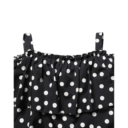 Dolce & Gabbana Black White Polka Dot Off Shoulder Top