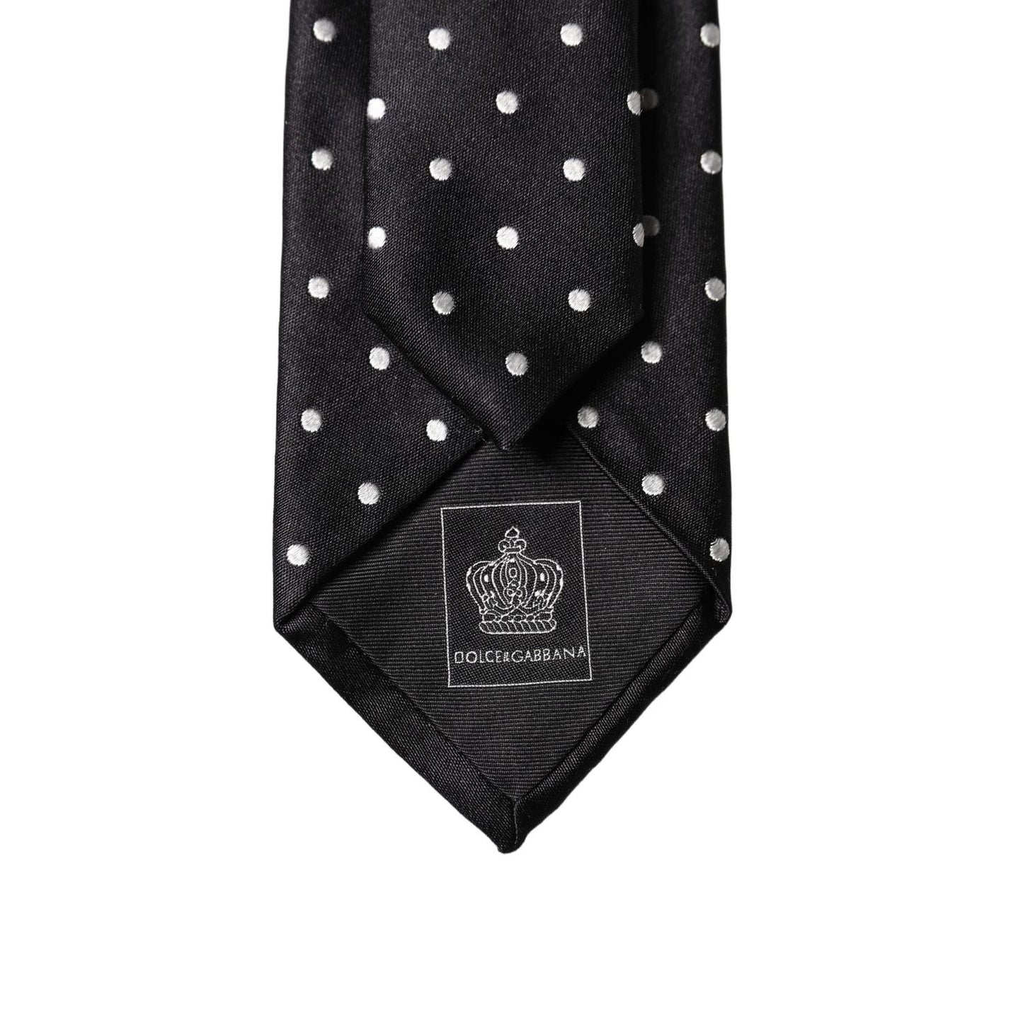 Dolce & Gabbana Black White Polka Dots Silk Adjustable Men Necktie Tie