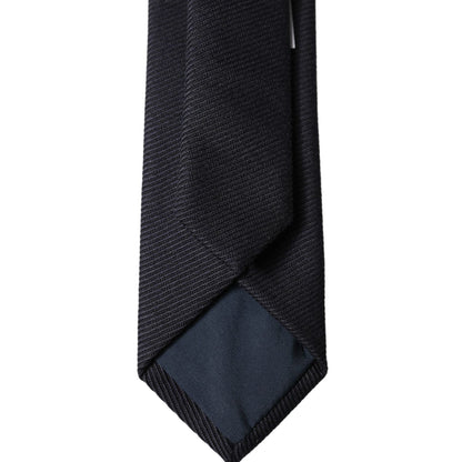 Dolce & Gabbana Dark Blue Solid 100% Silk Adjustable Men Tied Necktie Tie