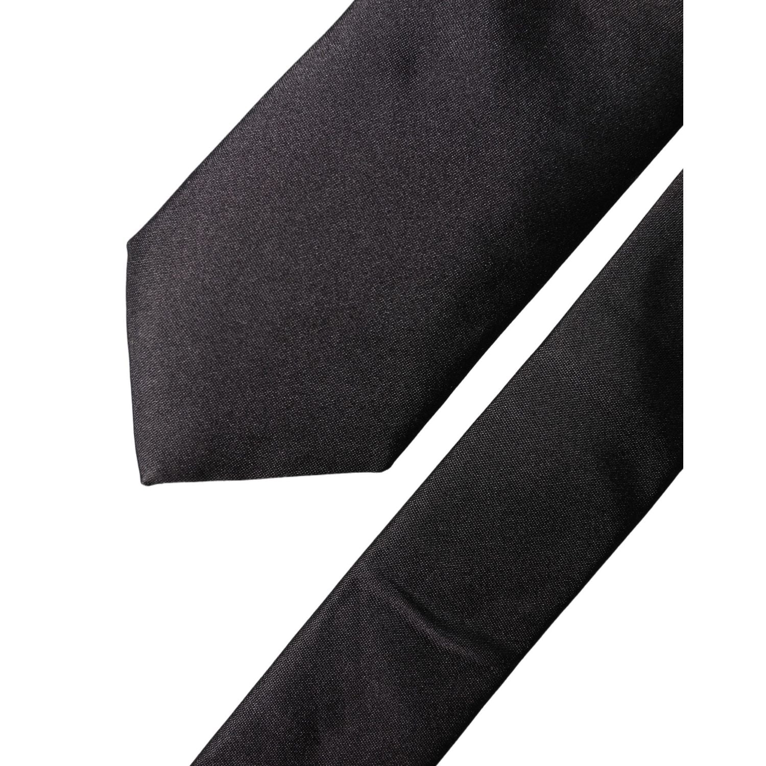 Dolce & Gabbana Black Solid Silk Satin Wide Adjustable Men Necktie Tie