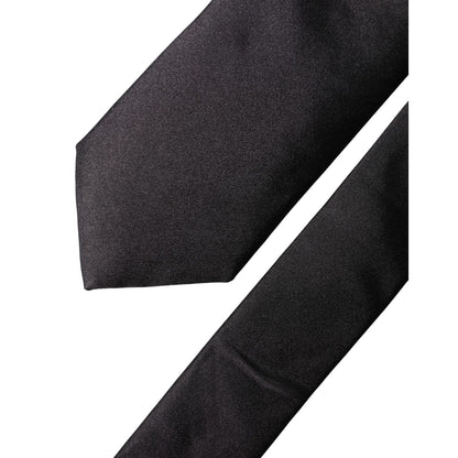 Dolce & Gabbana Black Solid Silk Satin Wide Adjustable Men Necktie Tie
