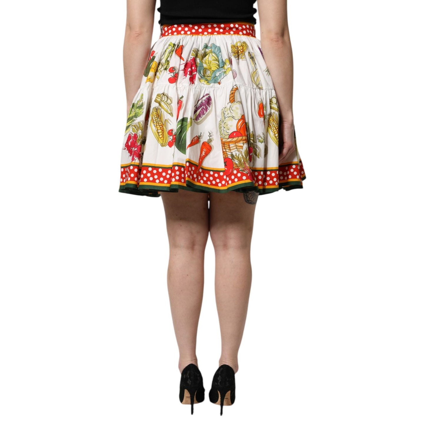 Dolce & Gabbana Multicolor Vegetable Print Short Poplin Mini Skirt