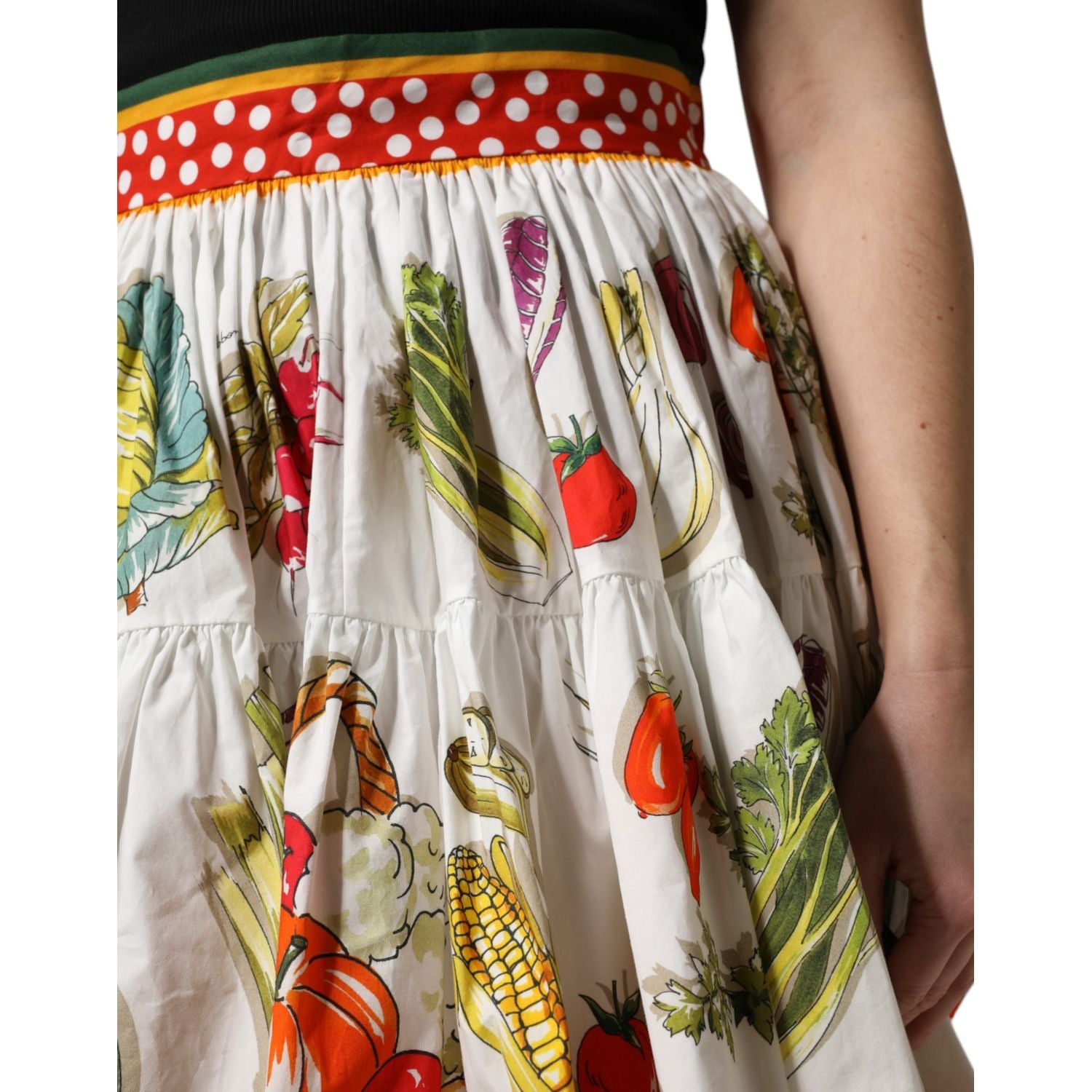 Dolce & Gabbana Multicolor Vegetable Print Short Poplin Mini Skirt