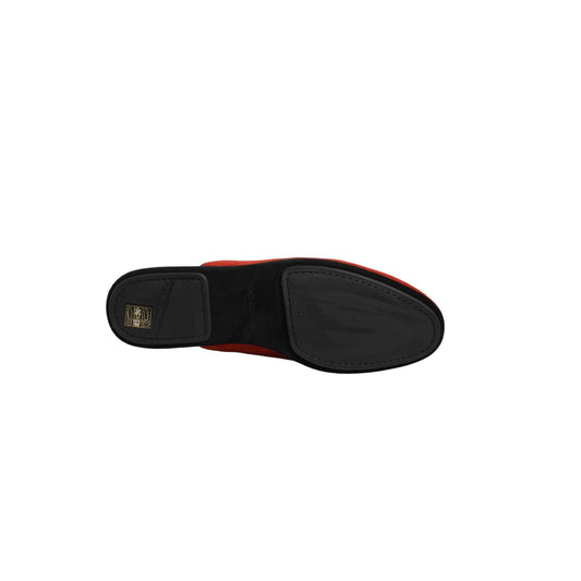 Dolce & Gabbana Red Suede DG King Men House Slipper Shoes