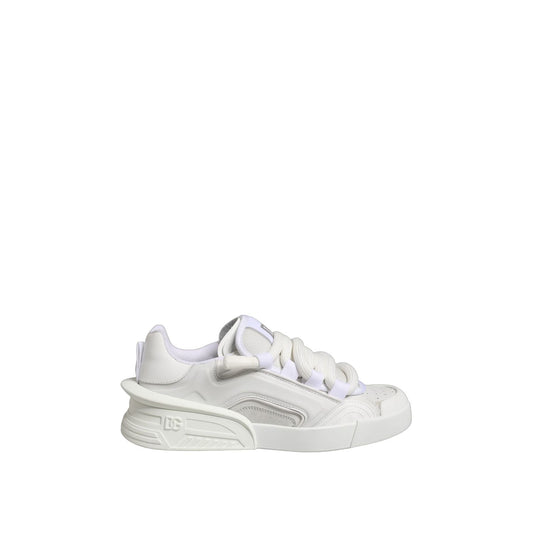Dolce & Gabbana White Calfskin Leather Low Top Sneakers Shoes