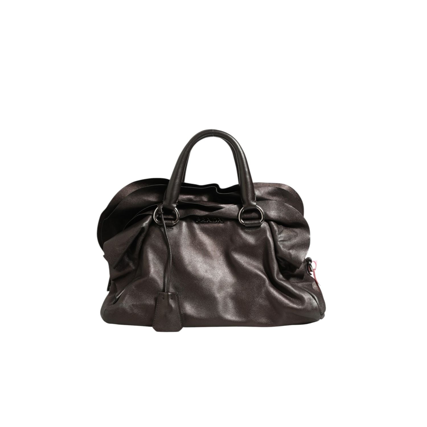 Prada Metallic Nappa Leather Ruffle Shoulder Bag